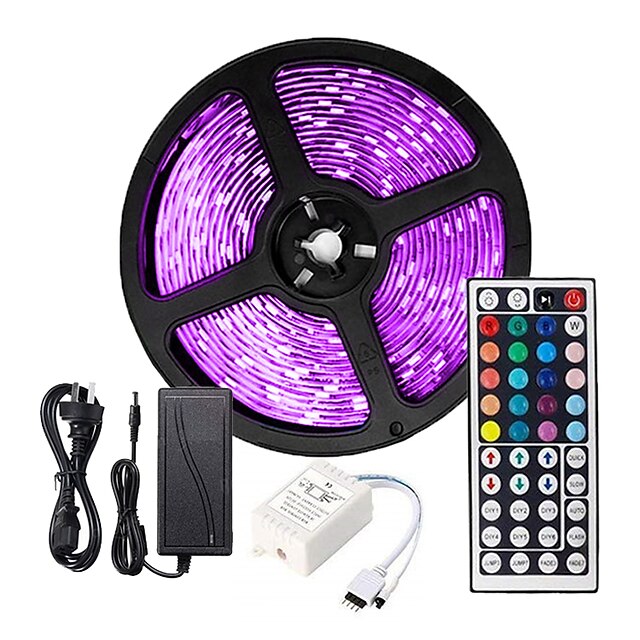 5m 16.4ft Halloween Purple Orange LED Strip Light RGB Color Changing 300 LEDs 5050 SMD Waterproof IP65 for Patio Party Decor with Remote Controller DC12V
