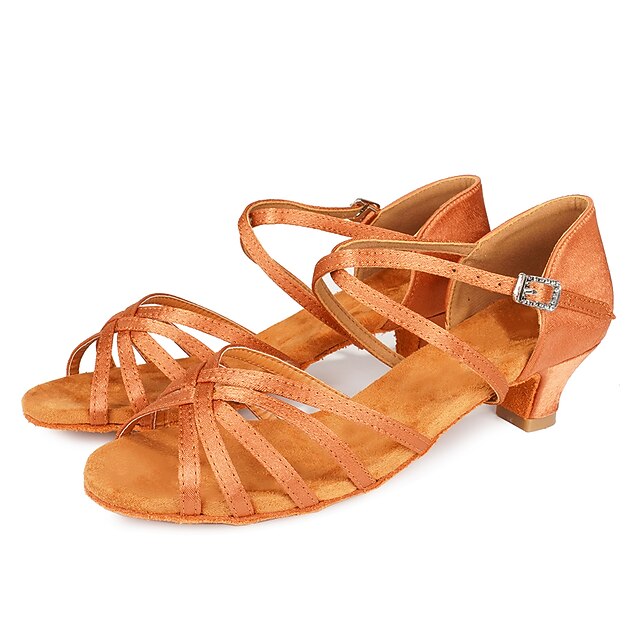 Women's Latin Shoes Dance Shoes Performance Training Practice Satin