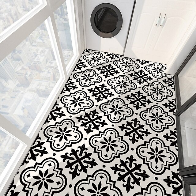  PVC antiskid twill Print Black French stone floor paste bathroom bedroom living room DIY floor paste 4Pcs 30*30cm