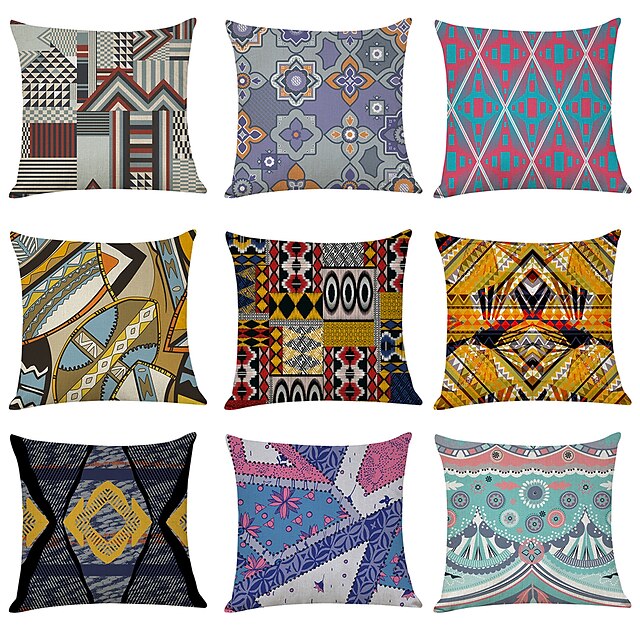  9 pcs Pillow Cover,  Gorgeous Casual Modern Square Traditional Classic Faux Linen