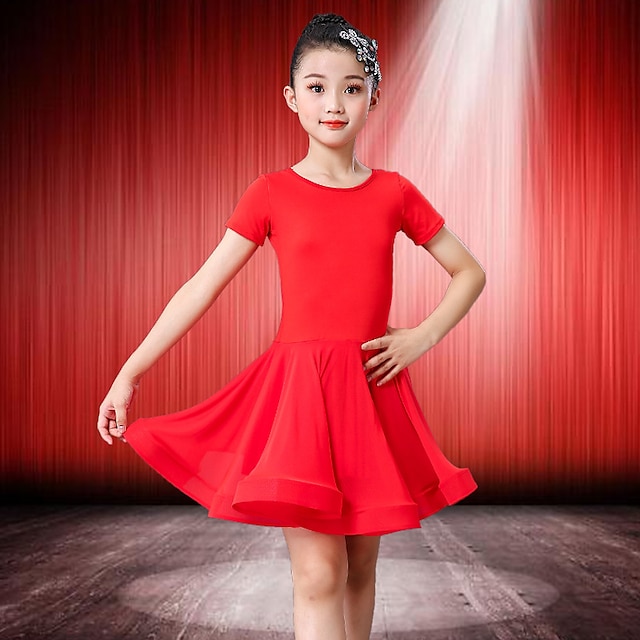  Latein-Tanz Kleid Wellenmuster Mädchen Ausbildung Leistung Kurzarm Normal Elasthan