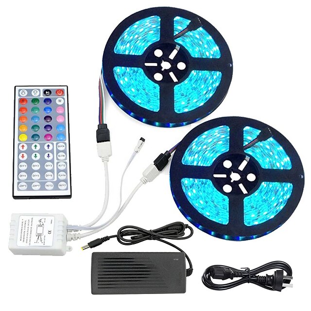  1 Set LED Strip Kit Waterproof 5050 10M(2x5M) 600led with 44-key 1to2 IR Controller