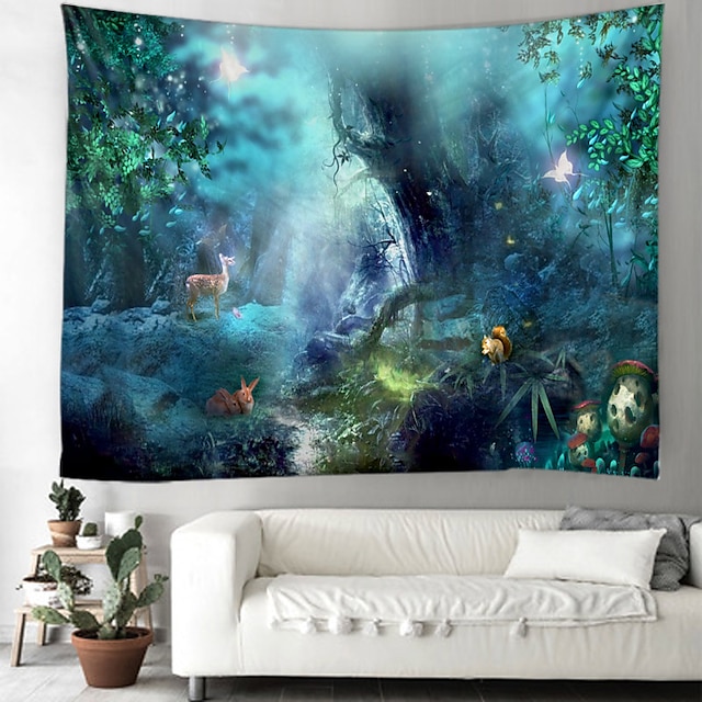 Home & Garden Home Decor | Home Living Tapestry Wall Hanging Tapestries Wall Blanket Wall Art Wall Decor Forest Tree Blue Sky Cl