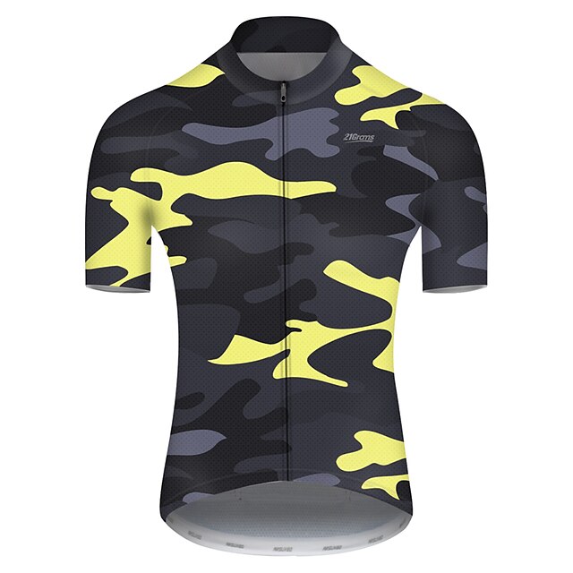  21Grams® Men's Short Sleeve Cycling Jersey Summer Nylon Polyester Camouflage Patchwork Camo / Camouflage Bike Jersey Top Mountain Bike MTB Road Bike Cycling Breathable Ultraviolet Resistant Quick Dry