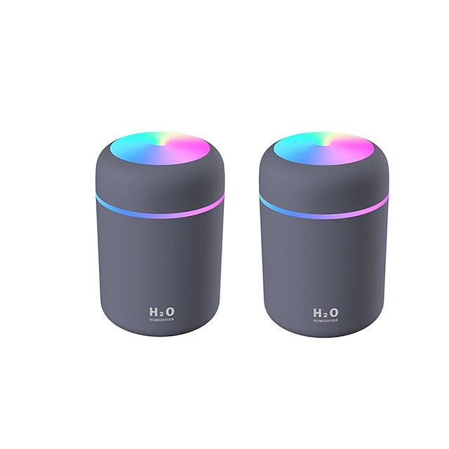  2pcs Portable 300ml Humidifier USB Ultrasonic Dazzle Cup Aroma Diffuser Cool Mist Maker Air Humidifier Purifier with Romantic Light
