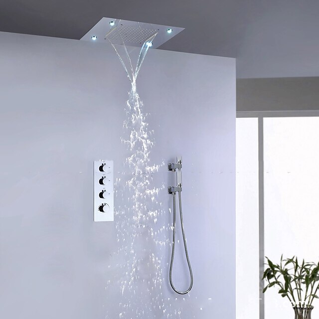  Moderno Ducha lluvia Galvanizado Característica - LED / Efecto lluvia, Alcachofa de la ducha