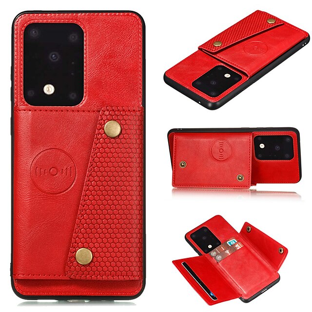  Case For Samsung Galaxy S22 S21 S20 Plus Ultra A72 A52 A42 A32 Card Holder / Shockproof Back Cover Solid Colored PU Leather / TPU