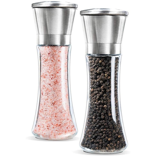  Salt and Pepper Grinder Set of 2 Adjustable Ceramic Sea Salt Grinder Pepper Grinder Shakers Pepper Mill 3 Packs Home Premium