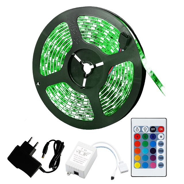  Zdm 1 pc 1 m à prova d 'água led tiras de luz define rgb tiktok luzes 15 w 60 x 5050 10 mm led light 44key controlador ir com 12v2a eu nos adaptador