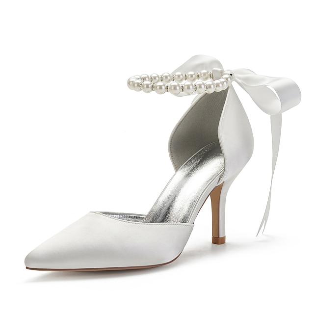 Women's Wedding Shoes Pumps Bridal Shoes Imitation Pearl High Heel ...
