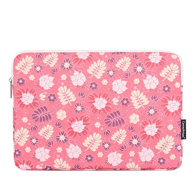  11.6 12 13.3 14 15.6 Inch Laptop Sleeve Polyester Floral Flower For Women Pink Waterpoof Shock Proof