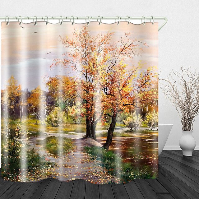 Oil Painting Beautiful Landscape Shower Curtain For Bathroom Home Decor Covered Bathtub Curtains Liner Includes With Hooks 8070140 2022 26 67 Oil Painting Beautiful Landscape Shower, Oil Painting Shower Curtain