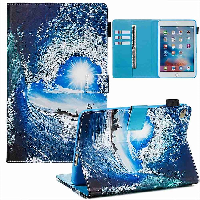  Case For Apple iPad Mini 3/2/1 / iPad Mini 4 / iPad Mini 5 Wallet / Card Holder / with Stand Full Body Cases Sea Wave and Sun PU Leather / TPU