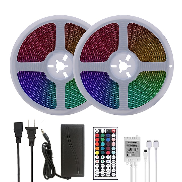 12V SMD 5050 Color Changing Tape Lights kit with LED Controller LED Strip Lights with Remote 32.8ft RGB LED Light Strip Music Sync for Room Lighting Flexible Waterproof LED Strip for Home Kitchen