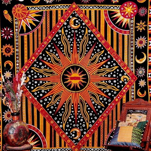  Tarot Divination Wall Tapestry Art Decor Blanket Curtain Picnic Tablecloth Hanging Home Bedroom Living Room Dorm Decoration Mysterious Bohemian Star Sun Moon Psychedelic