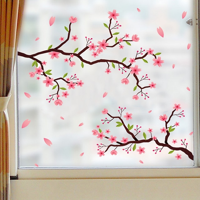  Frosted Privacy Flowers Pattern Window Film Home Bedroom Bathroom Glass Window Film Stickers Self Adhesive Sticker 58 x 60CM
