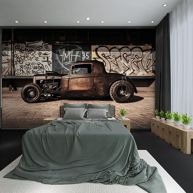  cool tapety nástěnná malba vintage tapeta na zeď samolepka pokrývající tisk odlepit a nalepit odnímatelné auto graffiti plátno domácí dekorace