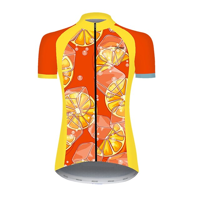  21Grams Women's Short Sleeve Cycling Jersey Nylon Orange Lemon Fruit Bike Jersey Top Mountain Bike MTB Road Bike Cycling Quick Dry Breathable Sports Clothing Apparel / Micro-elastic
