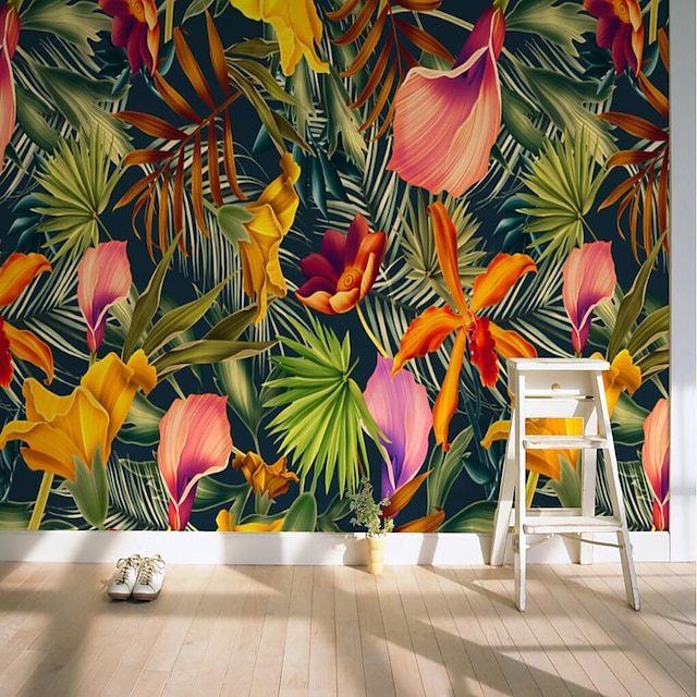  Fototapeta tapeta naklejka ścienna pokrywająca nadruk tropikalny kwiat palmy liść płótno wystrój domu skórka i kij wymienny