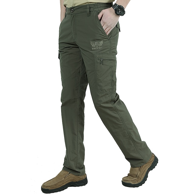 Men's Cargo Pants Cargo Trousers Embroidered Elastic Waist Solid Color ...
