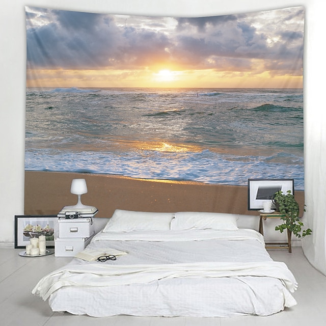 Home & Garden Home Decor | Beach Sunrise View Digital Printed Tapestry Decor Wall Art Tablecloths Bedspread Picnic Blanket Beach