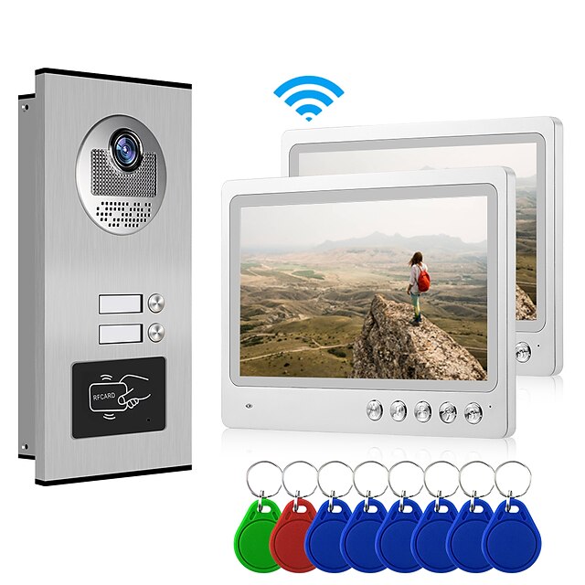  Multi Apartment Connect Two Indoor Monitors 9inch Large Screen Video Door Phone with 2 Way Intercom System Support Remote Control