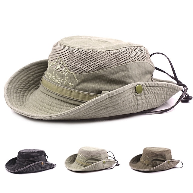  Men's Women's Sun Hat Fishing Hat Hiking Hat Boonie hat Outdoor Windproof Sunscreen UV Resistant Breathable Hat Cotton Black Army Green Khaki for Camping / Hiking Hunting Fishing