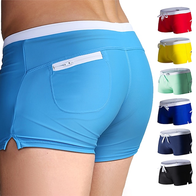  Men's Swim Trunks Swim Shorts Quick Dry Board Shorts Bathing Suit with Pockets Drawstring Swimming Surfing Beach Water Sports Solid Colored Summer / Stretchy
