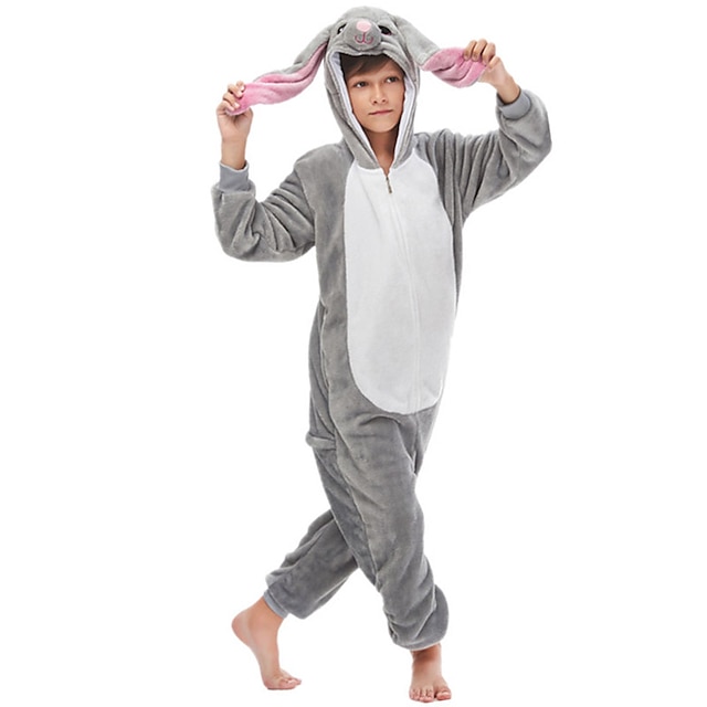  Kinder Kigurumi-Pyjamas Nachtwäsche Tarnfarben Hase Kaninchen Hund Glatt Pyjamas-Einteiler Lustiges Kostüm Baumwollflanell Cosplay Für Herren und Damen Weihnachten Tiernachtwäsche Karikatur