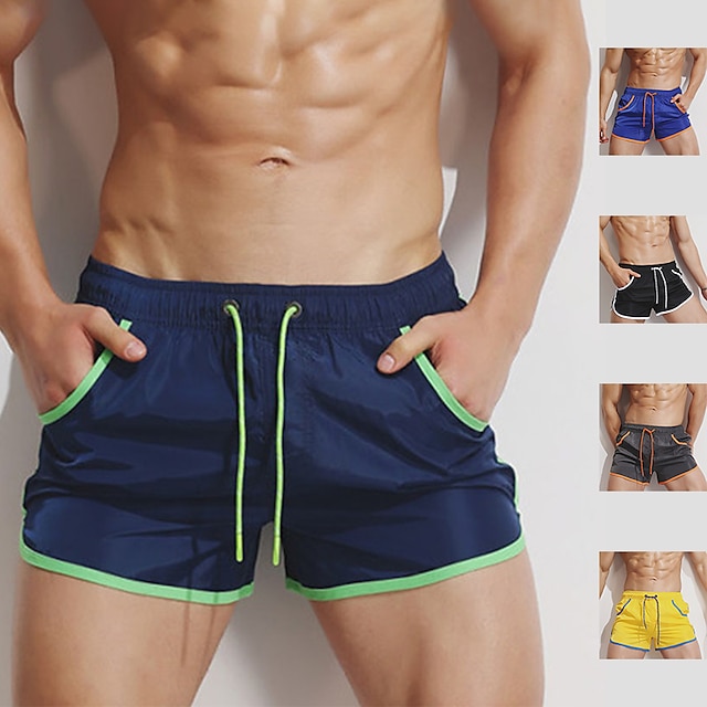  Men's Swim Shorts Swim Trunks Board Shorts Bottoms Quick Dry Stretchy Drawstring - Swimming Surfing Beach Water Sports Solid Colored Spring Summer