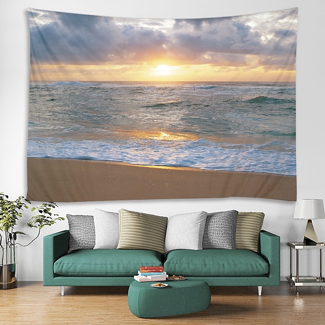 Home & Garden Home Decor | Beach Sunrise View Digital Printed Tapestry Decor Wall Art Tablecloths Bedspread Picnic Blanket Beach