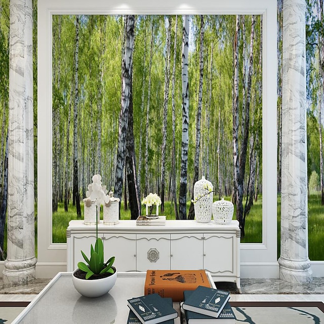  Mural Wallpaper Wall Sticker Covering Print Peel and Stick Removable Forest Tree Canvas Home Décor
