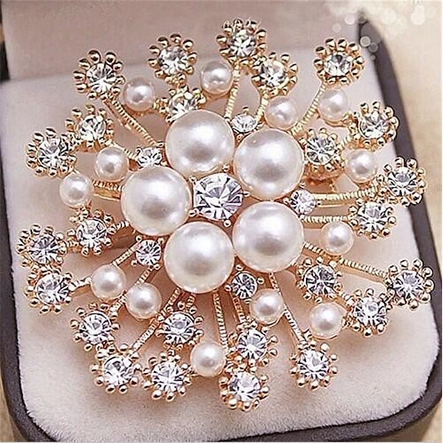 

Brooches Hollow Out Flower Fashion Imitation Pearl Brooch Jewelry Silver Gold Red For Gift Festival