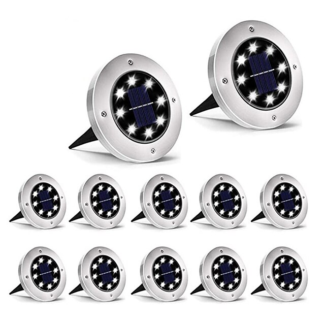 Solar Ground Lights 8LEDs Garden Lights Patio Disk Lights In-Ground Outdoor Landscape Lighting for Lawn Patio Pathway Yard Deck Walkway2