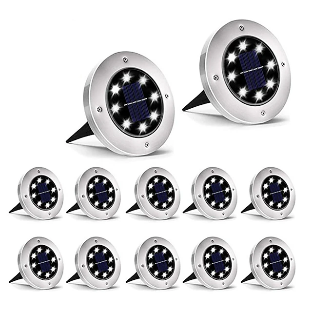Solar Ground Lights 8LEDs Garden Lights Patio Disk Lights In-Ground Outdoor Landscape Lighting for Lawn Patio Pathway Yard Deck Walkway2