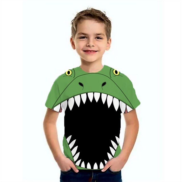  Boys T shirt Short Sleeve T shirt Animal Cartoon 3D Print Cool Basic Polyester School Outdoor Daily Kids 3-12 Years 3D Printed Graphic Shirt