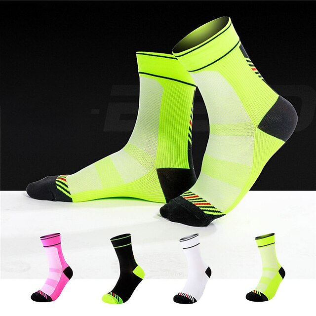  Compression Socks Athletic Sports Socks Cycling Socks Women's Men's Bike / Cycling Warm Quick Dry Breathable 1 Pair Winter Chinlon Elastane White Black Fuchsia M L / Athleisure / Mountain Bike MTB