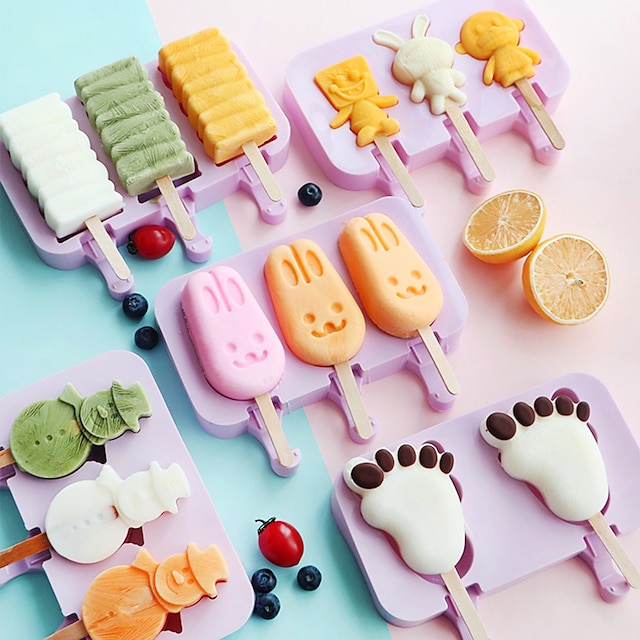 Cell Ice Cream Mold Silicone Popsicle Moulds DIY Frozen Ice Lolly Maker Cartoon 