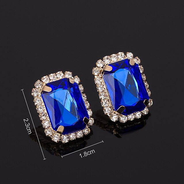  Women's AAA Cubic Zirconia Earrings Princess Square Mini Stylish Luxury Platinum Plated Gold Plated Earrings Jewelry Black / Gold / Light Red / Blue For Wedding Daily 1 Pair