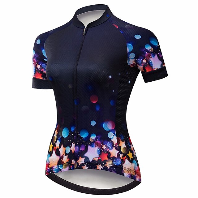  21Grams® Women's Short Sleeve Cycling Jersey Summer Black / Red Gradient Stars Funny Bike Jersey Top Mountain Bike MTB Road Bike Cycling UV Resistant Breathable Quick Dry Sports Clothing Apparel