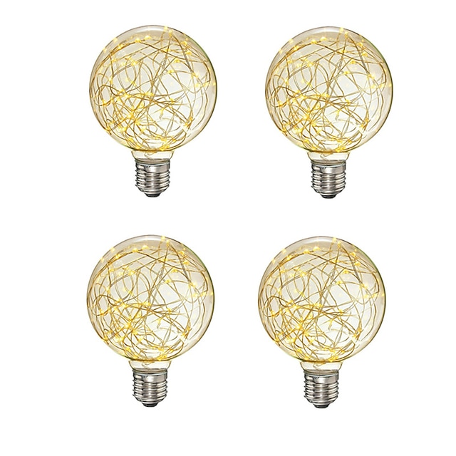  4pcs Creative Edison Light Bulb Vintage Decoration G95 LED Filament lamp Copper Wire String E27 110V 220V Replace Incandescent Bulbs