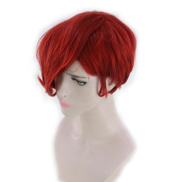  Peruci Sintetice Buclat Frizură Asimetrică Perucă Scurt Roșu Închis Păr Sintetic 6 inch Pentru femei Design la modă Clasic Dame Roșu