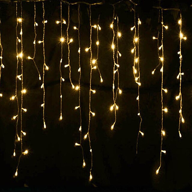  4m*0.6m Curtain String Lights 144 LEDs With 8-Mode Memory Controller Warm White Waterproof Engineering Outdoor Decorative Garden Decoration Lamp 220-240 V 1 set