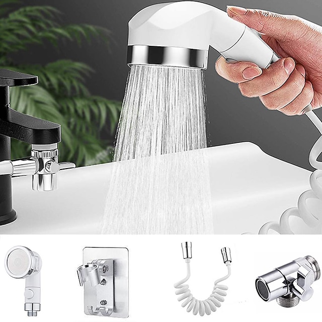  Conjunto de torneira de chuveiro montado na parede banheiro banheira chuveiro misturador de spray portátil torneira de lavatório portátil cabeça de chuveiro