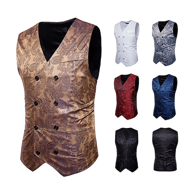 Adult Men's Gothic Victorian Fancy Dress Party Steampunk Vest Costume Black