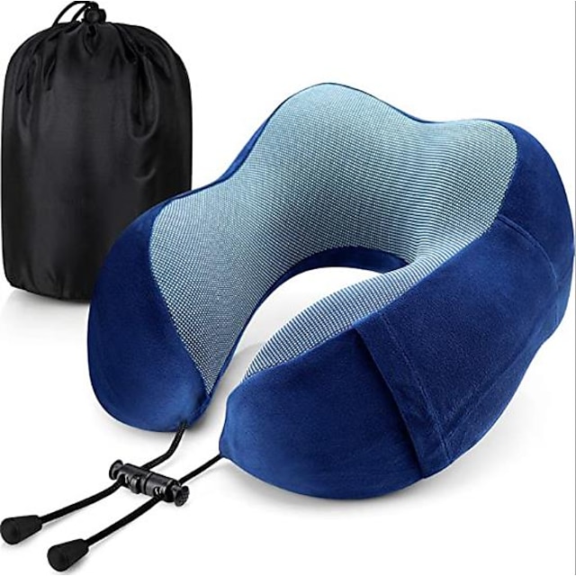  Travel Pillow Memory Foam Neck Pillow Head Support Soft Pillow for Sleeping Rest Airplane Travel Comfortable and Lightweight Improved Support
