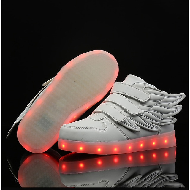  Boys' Girls' Sneakers LED LED Shoes USB Charging Faux Leather LED Shoes Training Walking Shoes LED Luminous White Black Burgundy Summer Fall / Color Block / Rubber