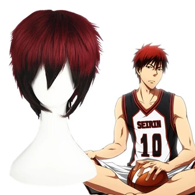  Cosplay Costume Wig Cosplay Wig Kagami Taiga Kuroko‘s Basketball Straight Cosplay With Bangs Wig Short Red Synthetic Hair 12 inch Women‘s Anime Cosplay Color Gradient
