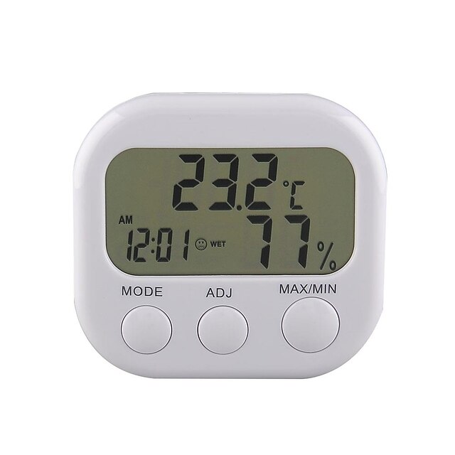  New Digital Thermometer Humidity Meter HYGRO Hygrometer Air Clock TA638 White