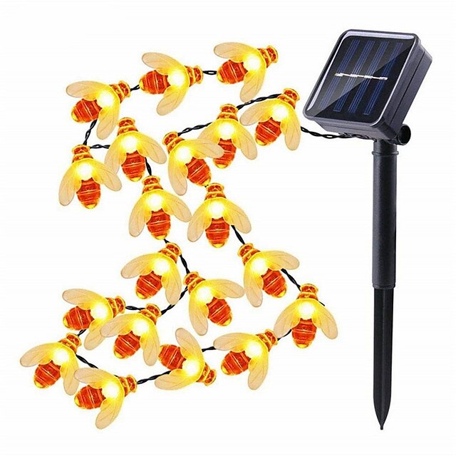  Outdoor Solar String Lights 1set 12m 100 leds Cute Honey Bee Led String Fairy Light Outdoor String Lights 5m 20leds 50leds Bee Outdoor Garden Fence Patio Christmas Garland Lights